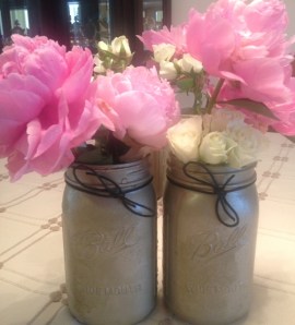 A look at the gold spray painted jars.