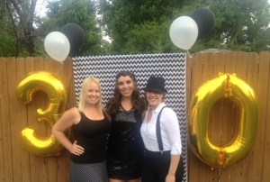 A look at the whole photo booth set-up! The balloons were cropped out of the pictures, so that only the chevron backdrop appeared.